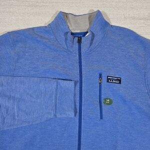 LL Bean Comfort Stretch Pique Full Zip Mens XXL Tall Blue Traditional Fit 517938